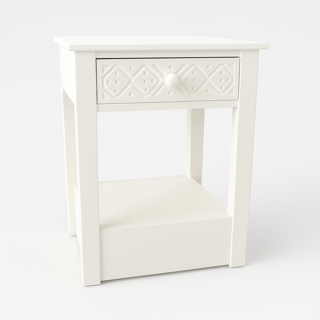 MESA DE LUZ MARROQUI 60X45X35 BLANCA